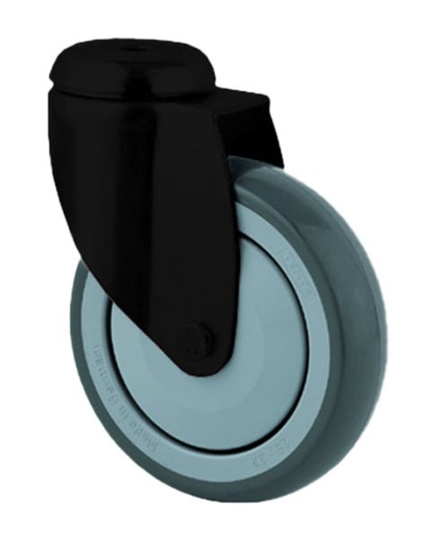 Ruota girevole nera mod. 2740 con testa a cuscinetto, senza freno