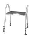 Round shower stool with swivel seat, aluminium, silver with white Ø33 cm seat,