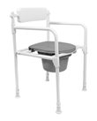 Foldable commode chair - white, with lid and bucket