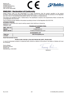 Trekantet badetaburet med aluminiumsramme og hvidt sæde (33 x 35 cm) (302069)