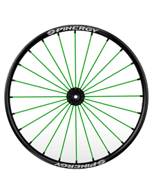 Spinergy SLX - black hub, 24 green spokes