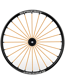 Spinergy SLX, black hub, 24 orange spokes