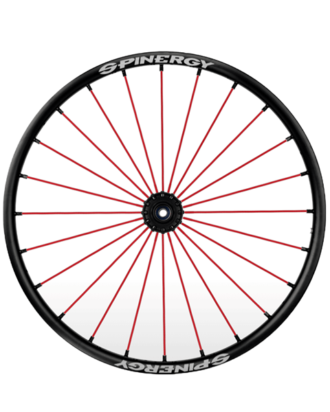 Spinergy SLX, black hub, 24 red spokes