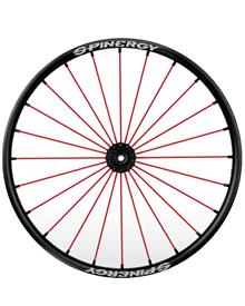 Spinergy SLX, black hub, 24 red spokes