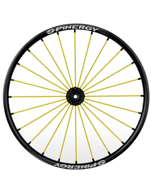 Spinergy SLX, black hub, 24 yellow spokes