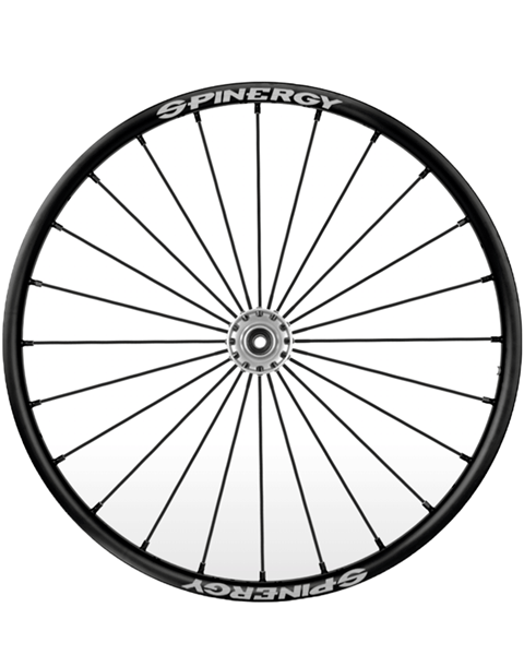 Spinergy SLX, silver hub, 24 black spokes