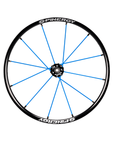 Spinergy SLX, black hub, 12 blue spokes