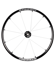 Spinergy XLX, black hub, 12 white spokes