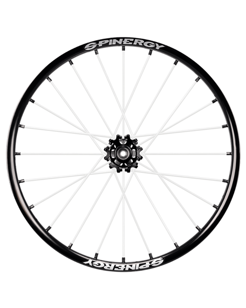Spinergy XSLX, black hub, 24 white spokes